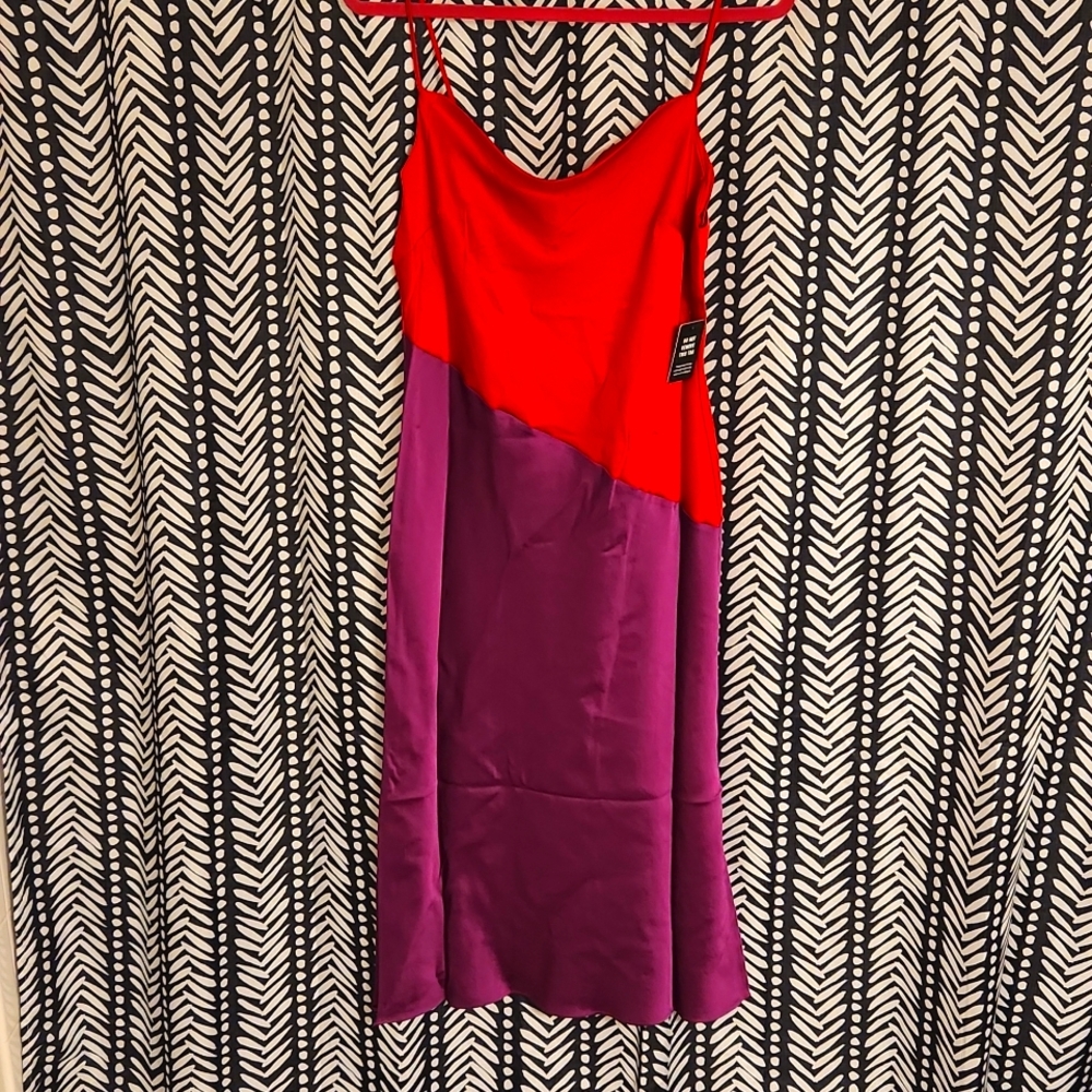 Color block Satin Slip Dress NWT